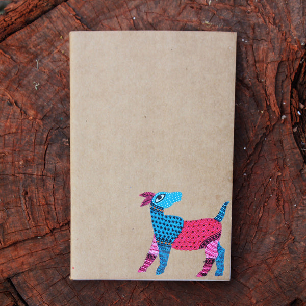 Gond Art Unruled Notebook - Blue Deer
