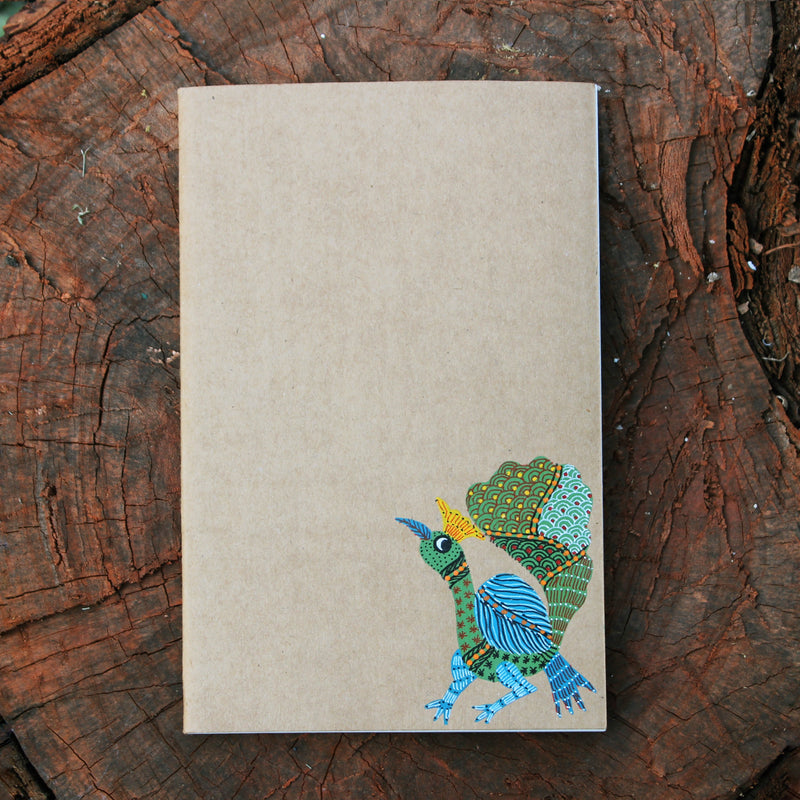 Gond Art Unruled Notebook - Peacock