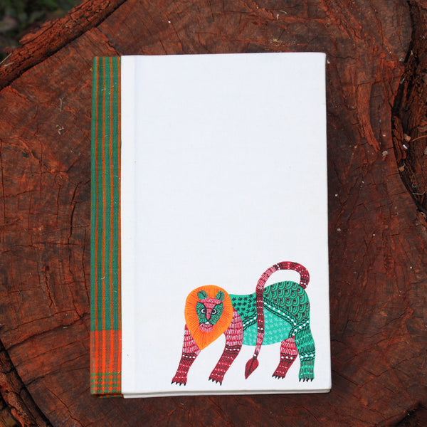 Gond Art Large Notebook - Lion