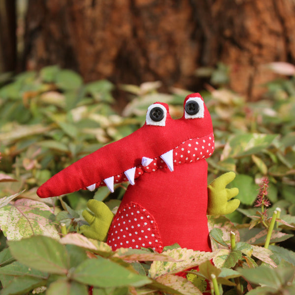 Handmade Plush Toy - Red Alligator