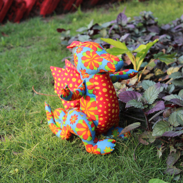 Handmade Plush Toy - Blue and Red Dragon