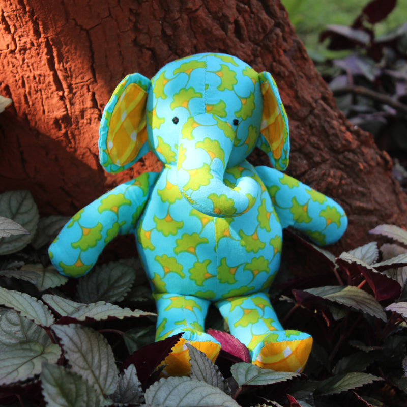 Ella Baby Elephant - Blue with leaves