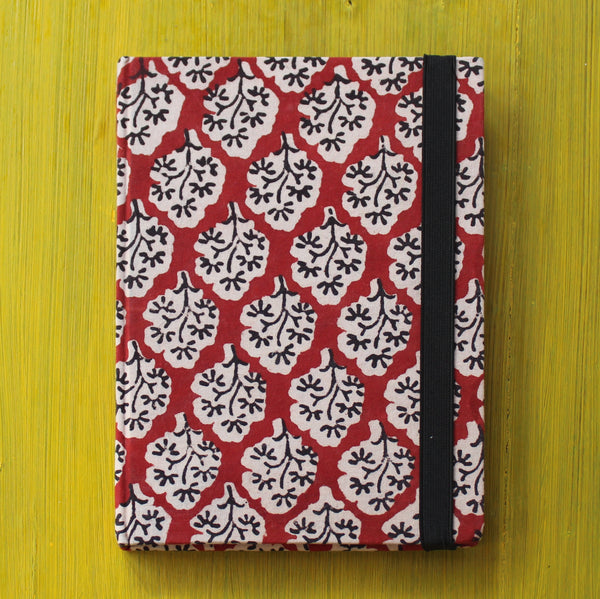 Block Printed A5 Diary - Red and White