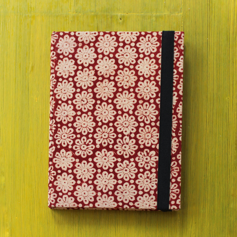 Block Printed A5 Diary - Red and Brown