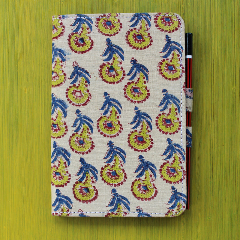 Notebook with Pencil Loop - Blue and Cream