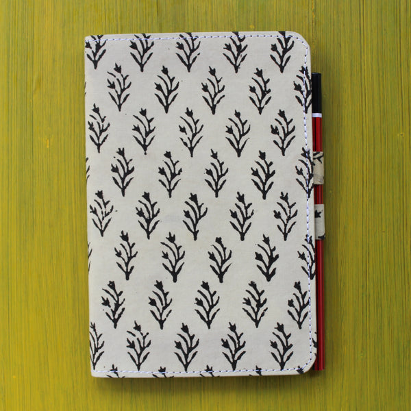 Notebook with Pencil Loop - Black and Cream