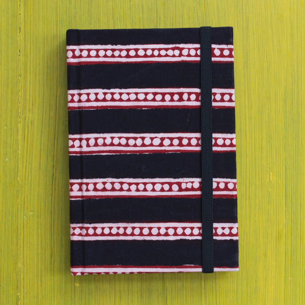 Block Printed A6 Diary - Black and Red