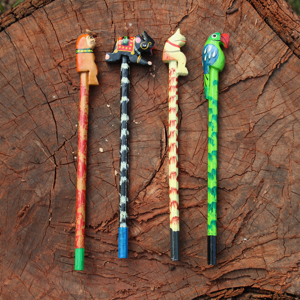 Handpainted Wooden Pencils - Set Of Four (Assorted)