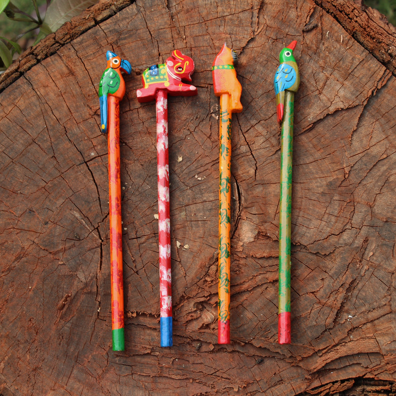 Handpainted Wooden Pencils - Set Of Four (Assorted)