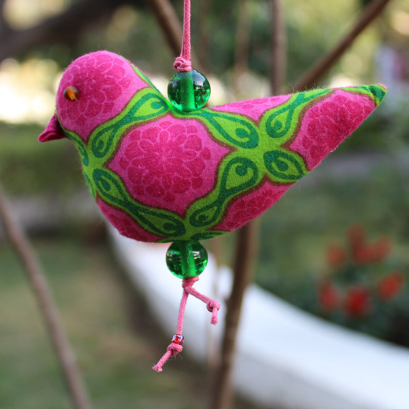 Pink And Green Bird Ornament