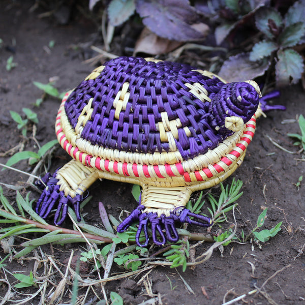 Turtle shaped storage box in purple