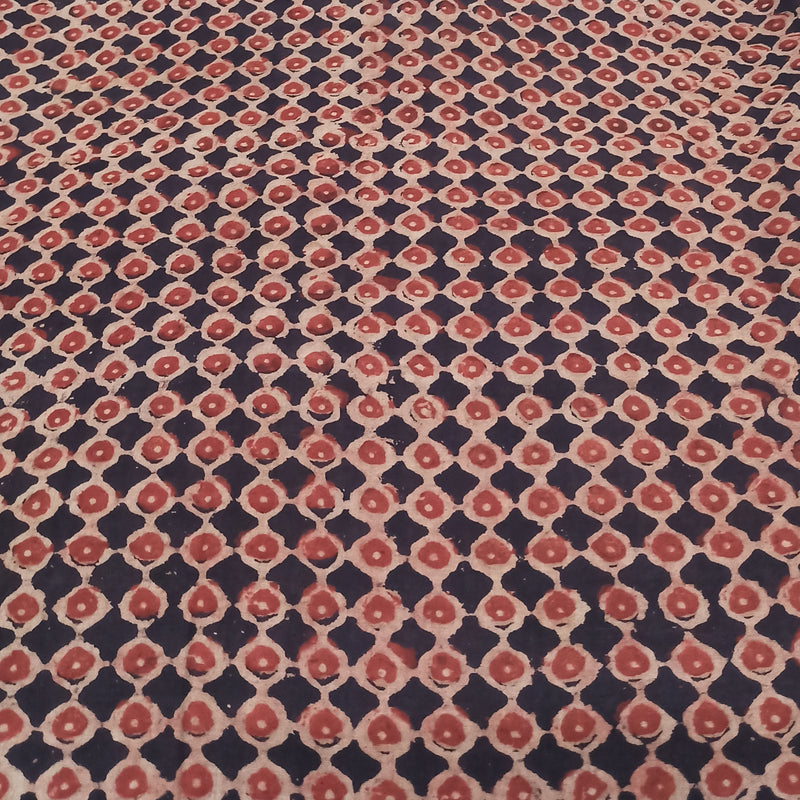 Handblock Printed Fabric - Red and Brown