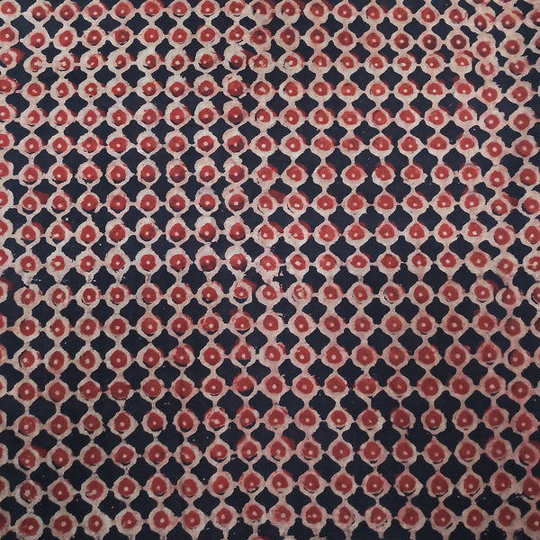 Handblock Printed Fabric - Red and Brown