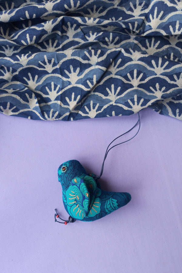 Song Bird Ornament - Blue and Gold