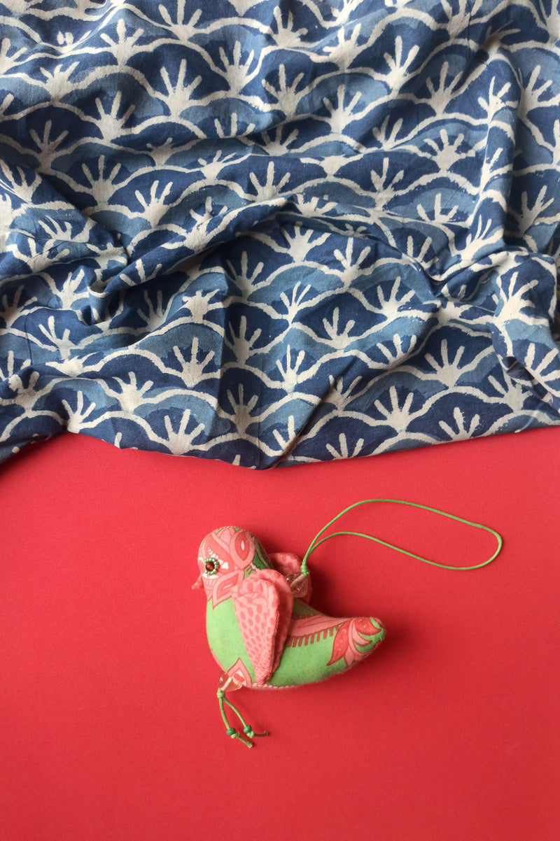 Song Bird Ornament - Pink and Green