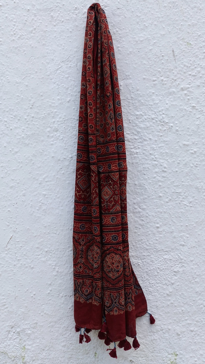 Red and Black Ajrakh Stole