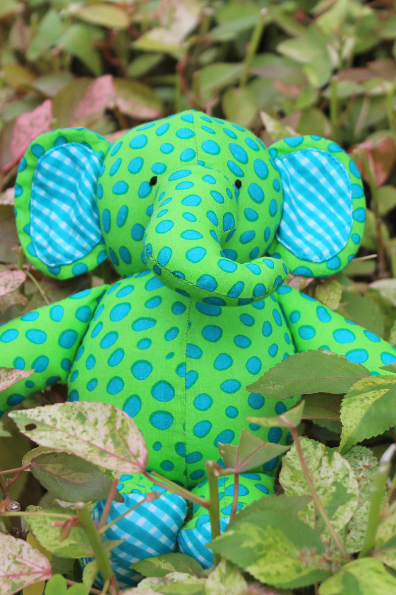 Ella Baby Elephant - Green Polka Dots