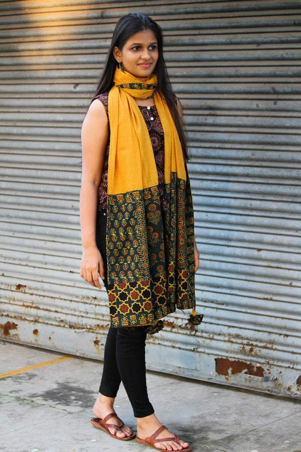 Patchwork Dupatta - Yellow and Green