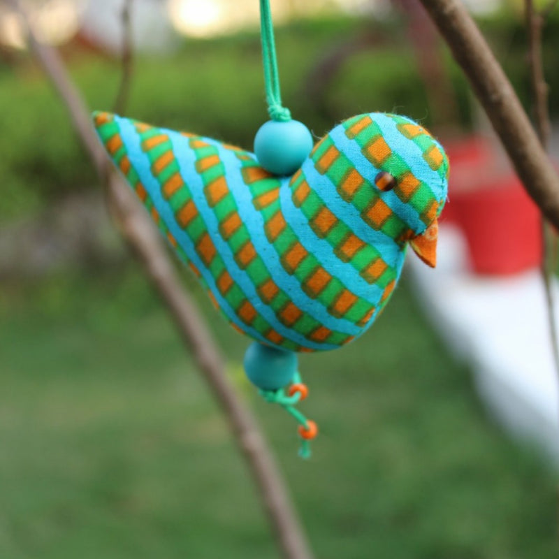 Joy Bird Ornament - Blue and Orange