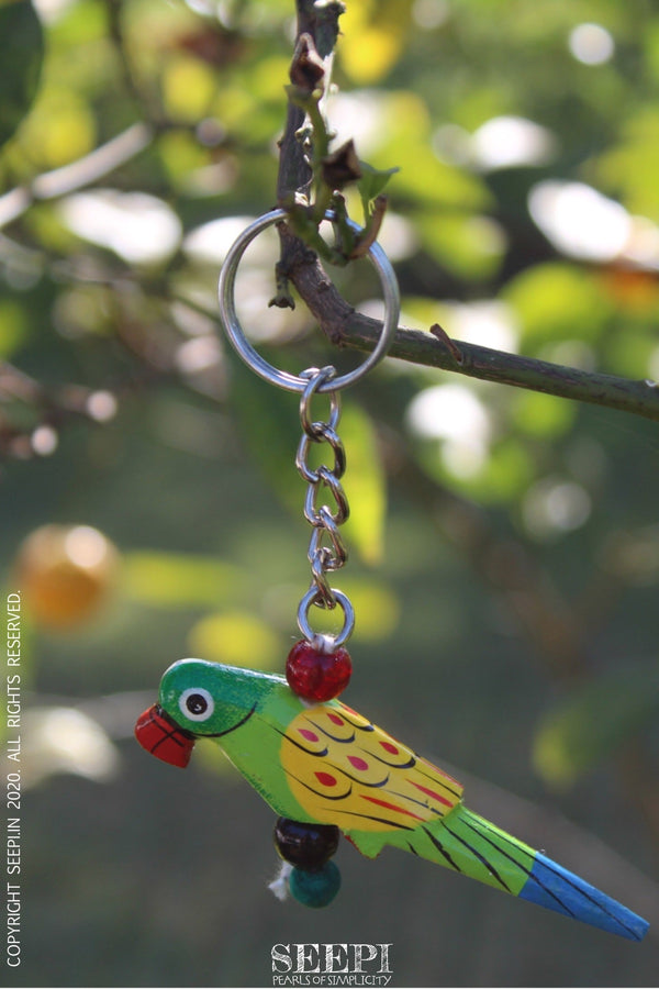 Wooden Keychain - Parrot