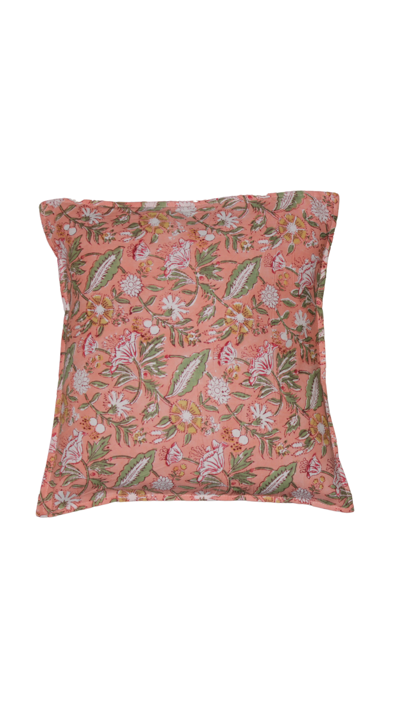 Block Printed Cushion Cover - Pink