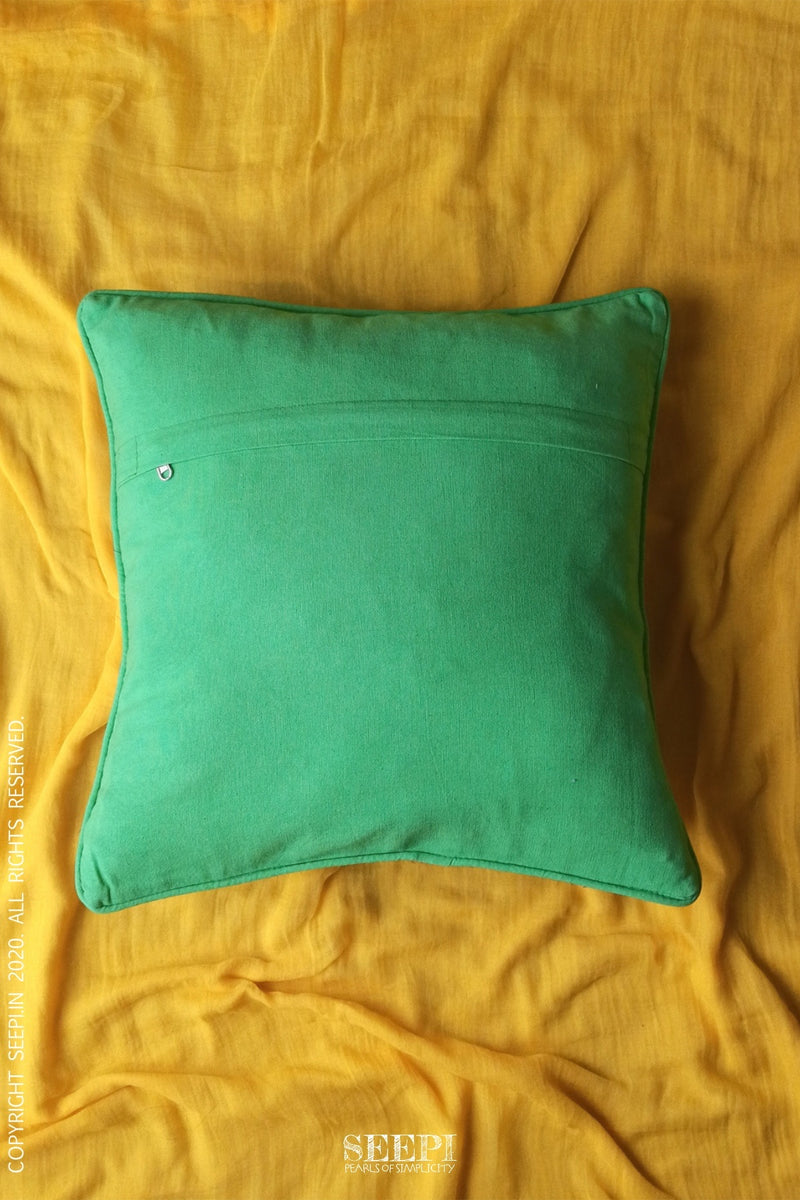 Multicoloured Chindi Cushion Cover - C