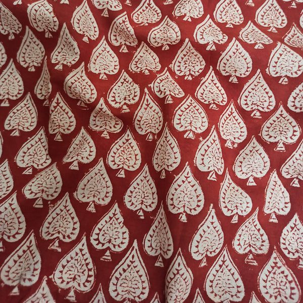 Spades Handblock Printed Fabric - Red